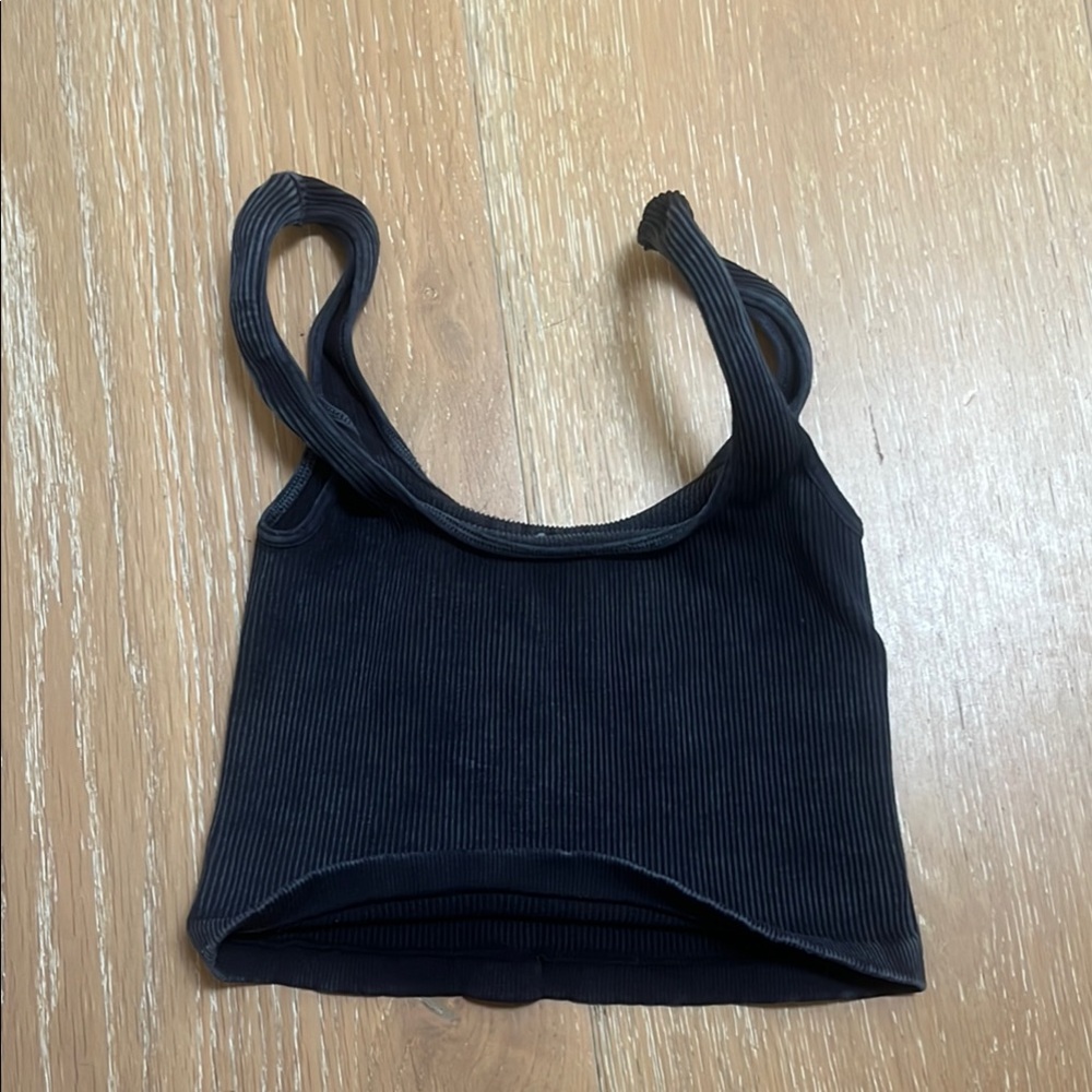FP Movement by Free People Black Ribbed Tank Crop Top